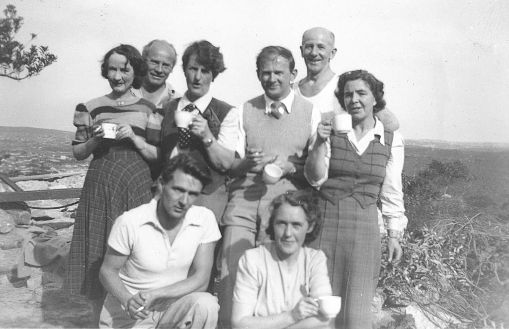 Beacon Hill 6/8/1949. L to R Back: Grace, Sheikh Francis, Mabel, Malcolm, Carl, Brenda. Front: Oswald, Gladys.